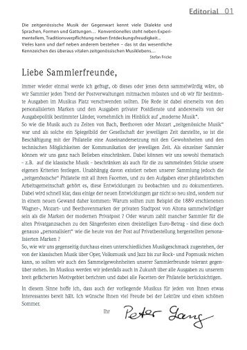 Liebe Sammlerfreunde, - Motivgruppe Musik eV