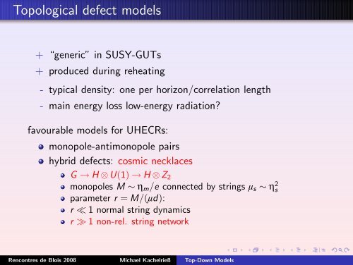 Top-Down Models and UHECRs - rencontres de blois