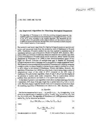 Gotoh, O. An Improved Algorithm for Matching Biological Sequences ...