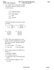 Name Quiz 7 Stars and the Big Bang Date Answer Short Response ...