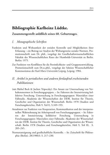 Bibliographie Karlheinz LÃƒÂ¼dtke. - Gesellschaft fÃƒÂ¼r ...