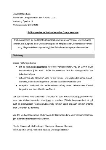 Prüfungsschema Verbandsstrafen - Dr. Jan F. Orth, LL.M.