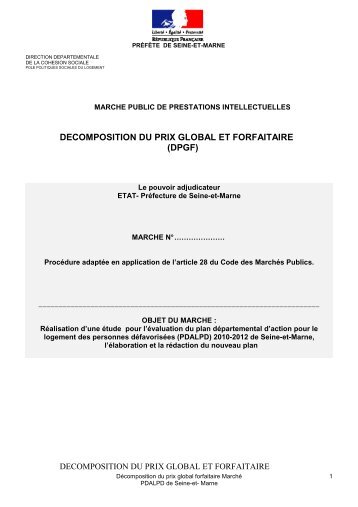 DÃ©composition Prix Global Forfaitaire PDALPD77 - Les services de l ...