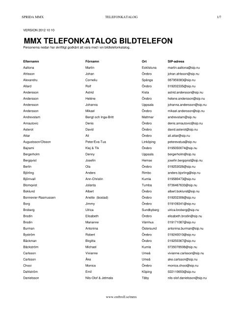 mmx telefonkatalog bildtelefon - Ã–rebro lÃ¤ns landsting