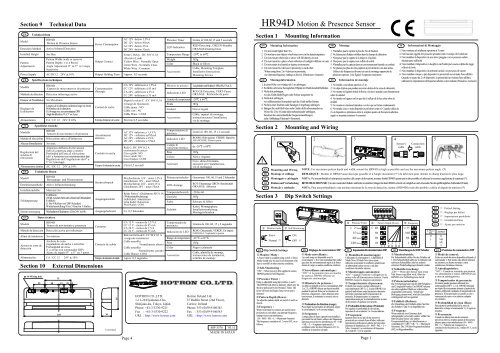 HR94D Instrucciones de montaje - Hotron