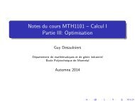 Notes du cours MTH1101 â Calcul I Partie III: Optimisation - gerad