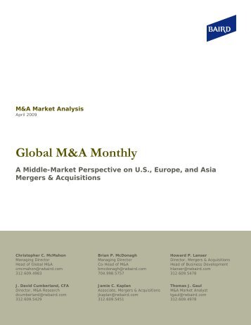 Global M&A Monthly April - Robert W. Baird