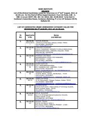 BOSE INSTITUTE KOLKATA List of Shortlisted Candidates called for ...