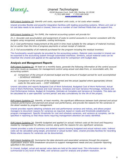 Unanet, Earned Value Management Systems and ANSI Compliance