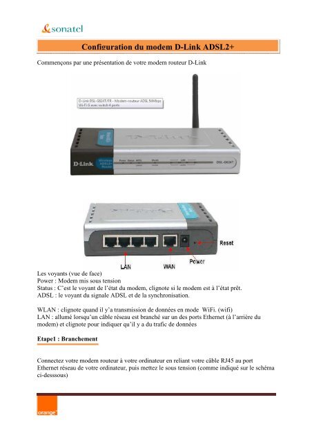 Configuration du modem D-Link ADSL2+ - Orange