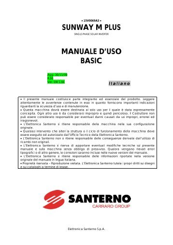 SUNWAY M PLUS MANUALE D'USO BASIC - Santerno