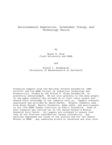 Environmental Regulation, Investment Timing, and Technology Choice