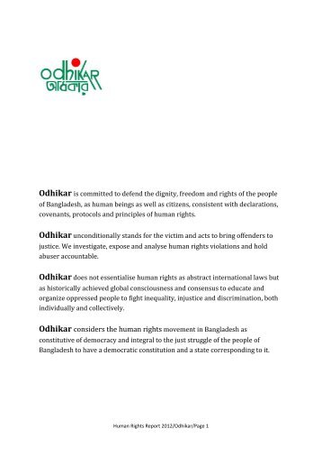 Human Rights Report 2012 - Odhikar