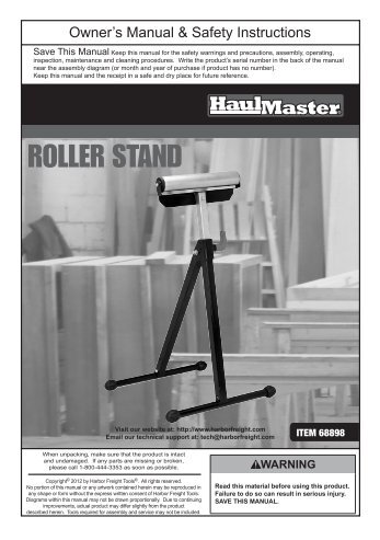 ROLLER STAND - Harbor Freight Tools