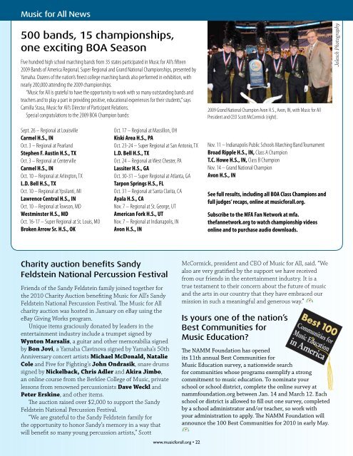 High School Newsletter - February 2010 - Music for All