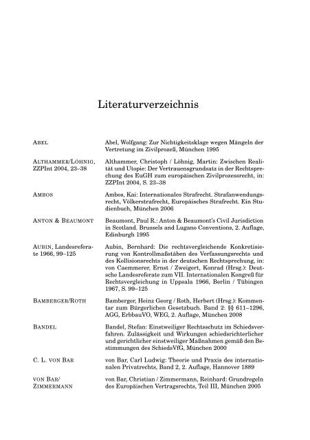 Literaturverzeichnis, Materialien, Entscheidungsverzeichnis und ...