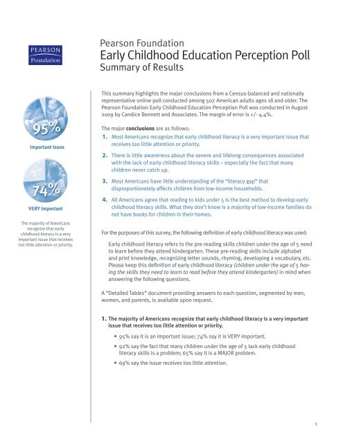 the Pearson Foundation Early Childhood Education Perception Poll