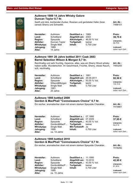 Katalog für Kategorie: Speyside - Wein