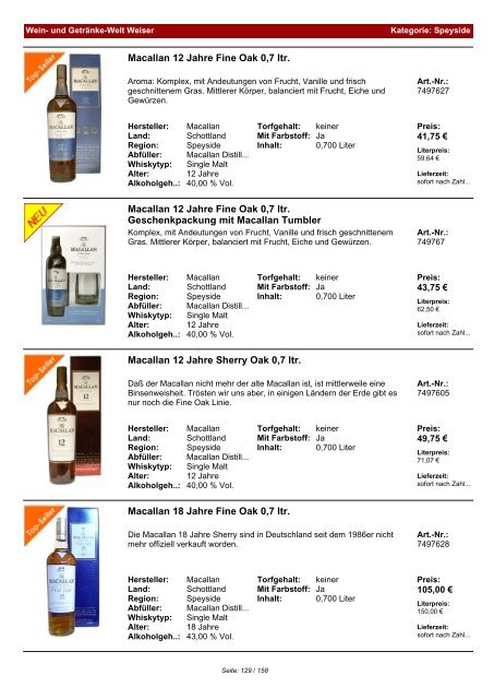 Katalog für Kategorie: Speyside - Wein