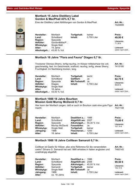 Katalog für Kategorie: Speyside - Wein