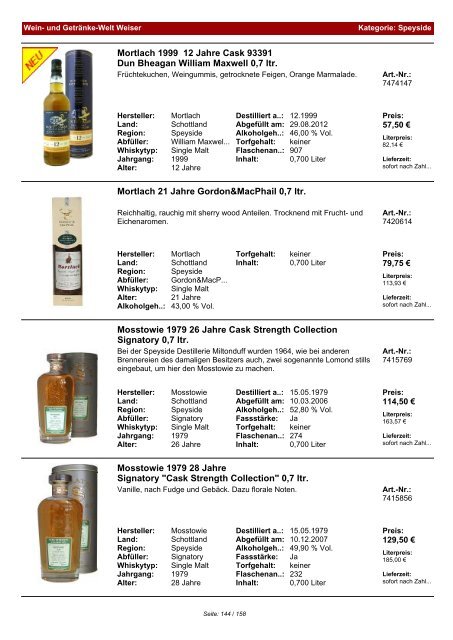 Katalog für Kategorie: Speyside - Wein