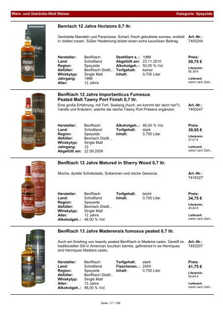 Katalog für Kategorie: Speyside - Wein