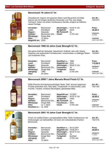 Katalog für Kategorie: Speyside - Wein