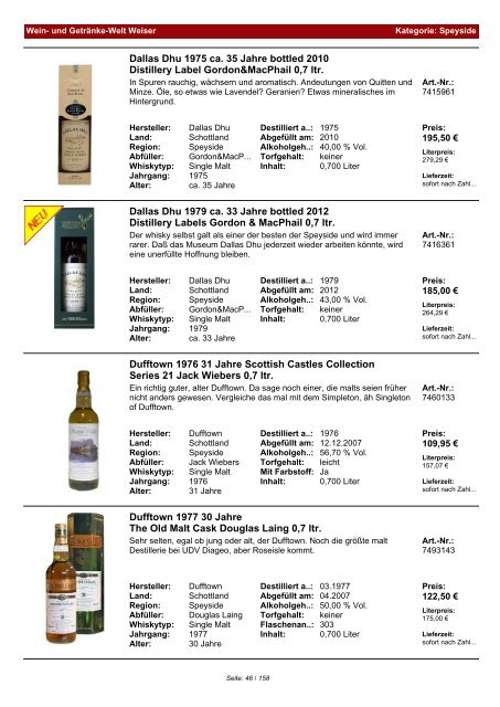 Katalog für Kategorie: Speyside - Wein