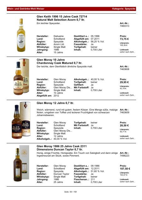 Katalog für Kategorie: Speyside - Wein