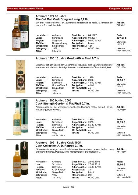 Katalog für Kategorie: Speyside - Wein