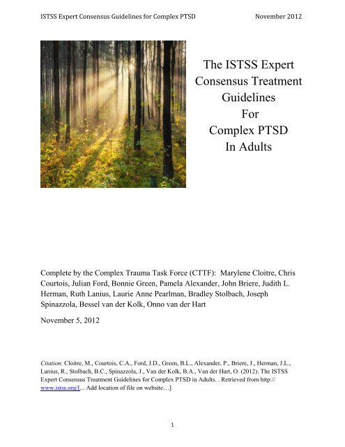 ISTSS Expert Consensus Treatment Guidelines for Complex PTSD