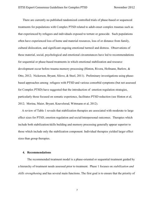 ISTSS Expert Consensus Treatment Guidelines for Complex PTSD