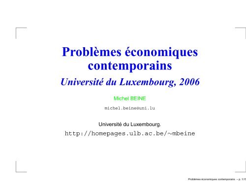 Problèmes économiques contemporains - Michel Beine