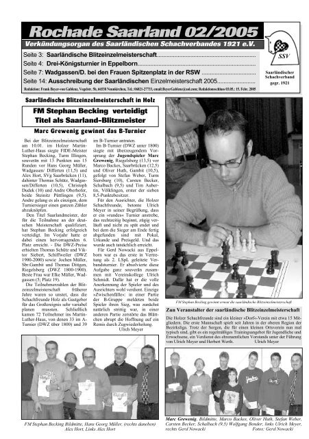 Rochade Saarland 02/2005 - Saarländischer Schachverband 1921 eV