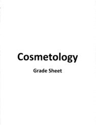 Grade Sheets for Cosmetology, Manicure, and Esthetican