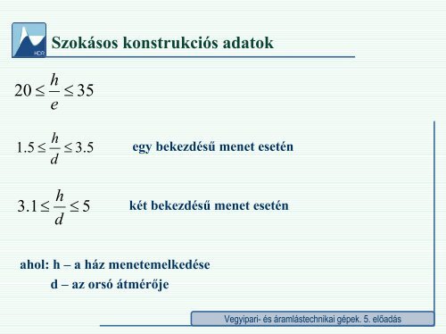 5. előadás - Hidrodinamikai Rendszerek Tanszék - Budapesti ...