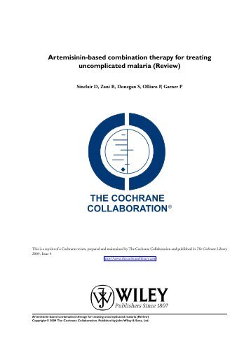 Artemisinin-based combination therapy for ... - The Cochrane Library