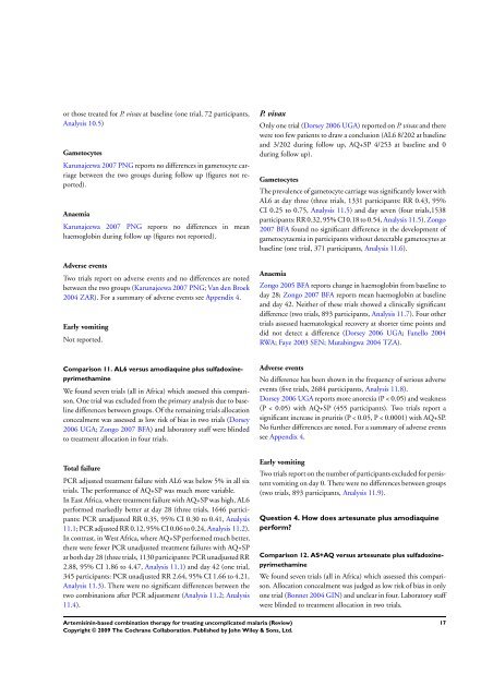 Artemisinin-based combination therapy for ... - The Cochrane Library