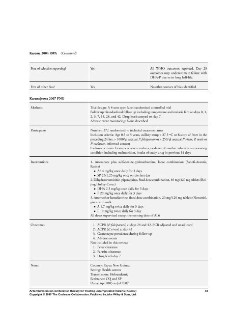 Artemisinin-based combination therapy for ... - The Cochrane Library