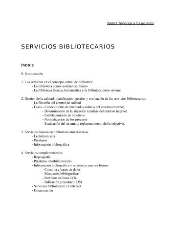 Servicios Bibliotecarios. Conceptos actuales. Bibliotecas