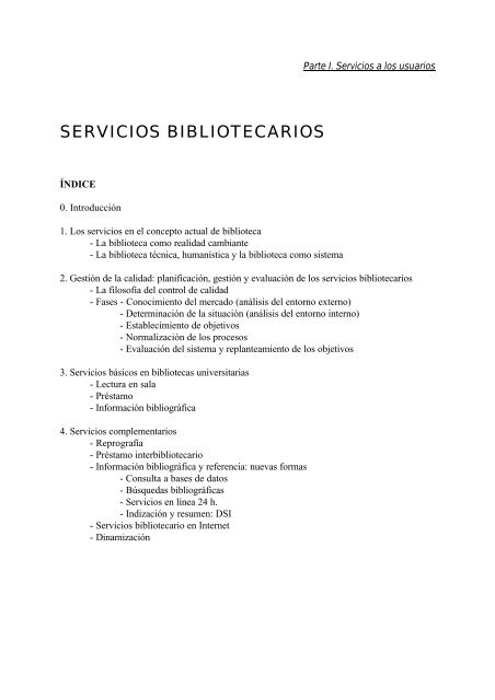 Servicios Bibliotecarios. Conceptos actuales. Bibliotecas