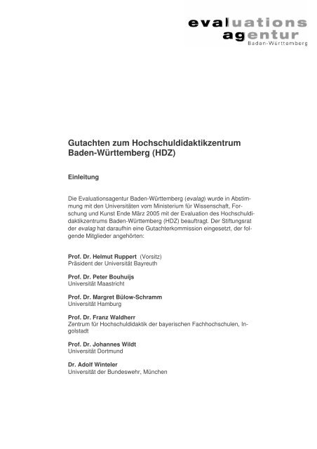 Gutachten zum Hochschuldidaktikzentrum Baden-Württemberg (HDZ)