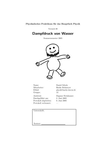 Dampfdruck von Wasser - mehr-davon