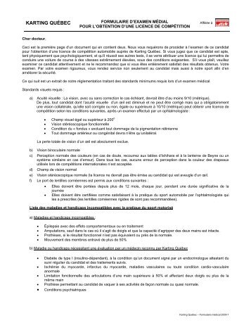 Formulaire d'examen médical - Publication Sports