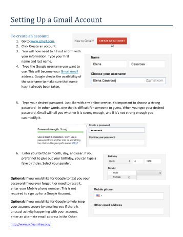 Setting Up a Gmail Account