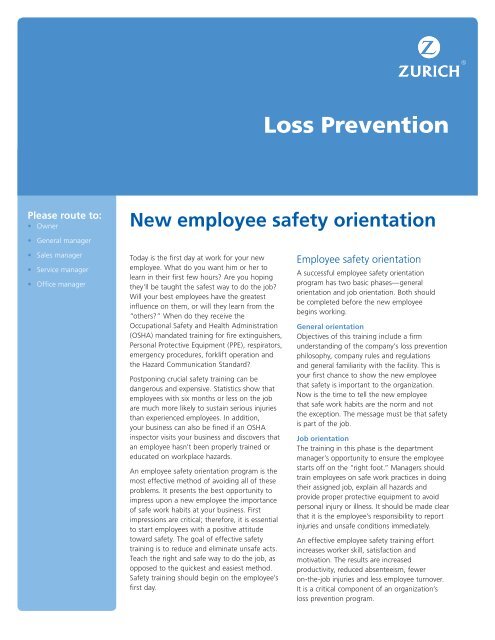 New employee safety orientation