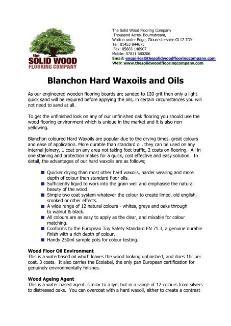 Blanchon Hard Waxoils And Oils Wood Flooring