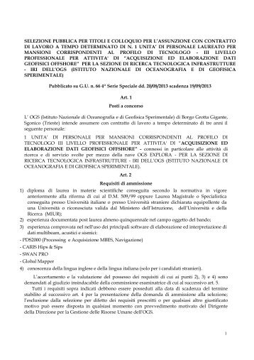 Bando e modello di domanda