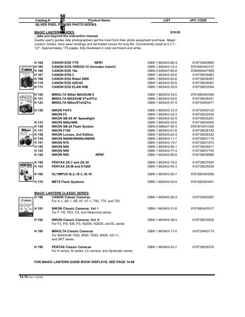 Silver Pixel Press® Photo Books Magic Lantern Guides - Tiffen