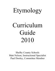 Etymology Curriculum Guide - Shelby County Schools